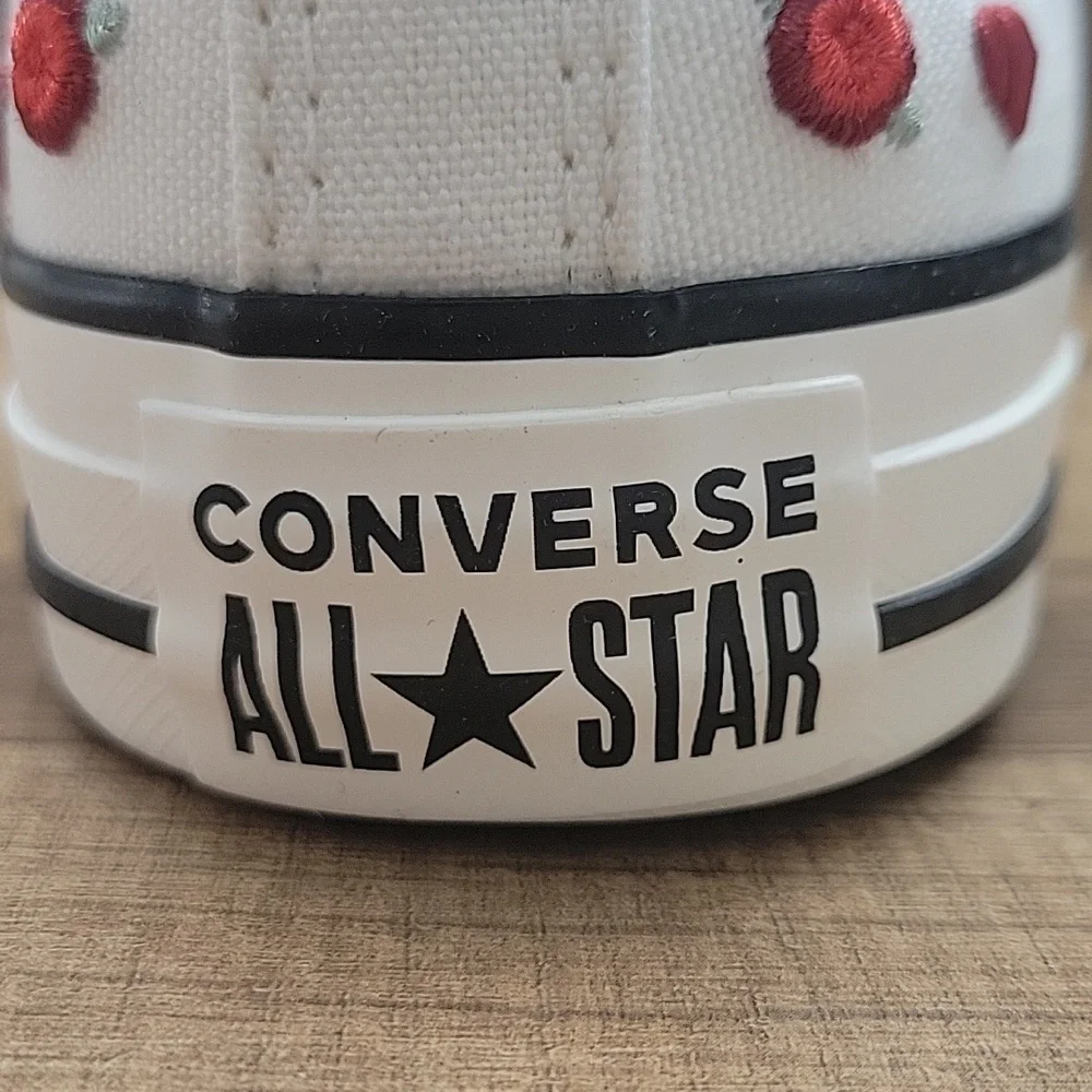 Converse White High-Tops with Red Heart Details